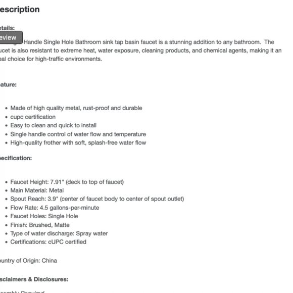 Bathroom sink faucet- single handle, brushed gold-new in box-Clihome - Picture 11 of 15